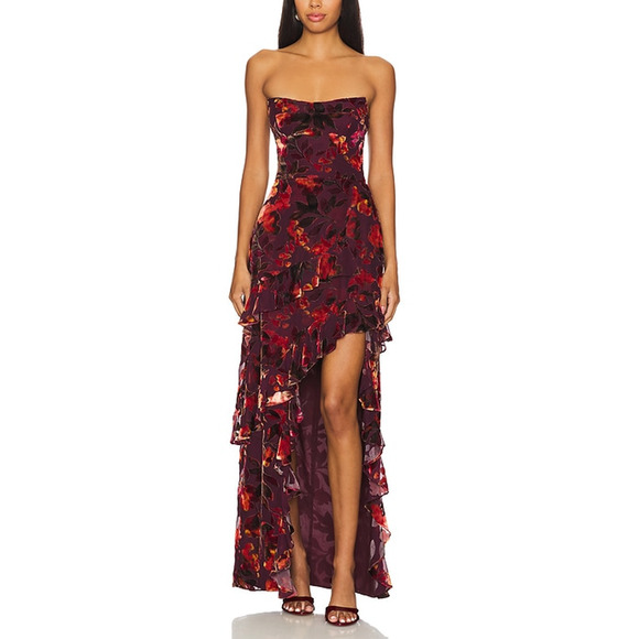 Amanda Uprichard 'Magnolia' Red Viscose Maxi Dress Size S